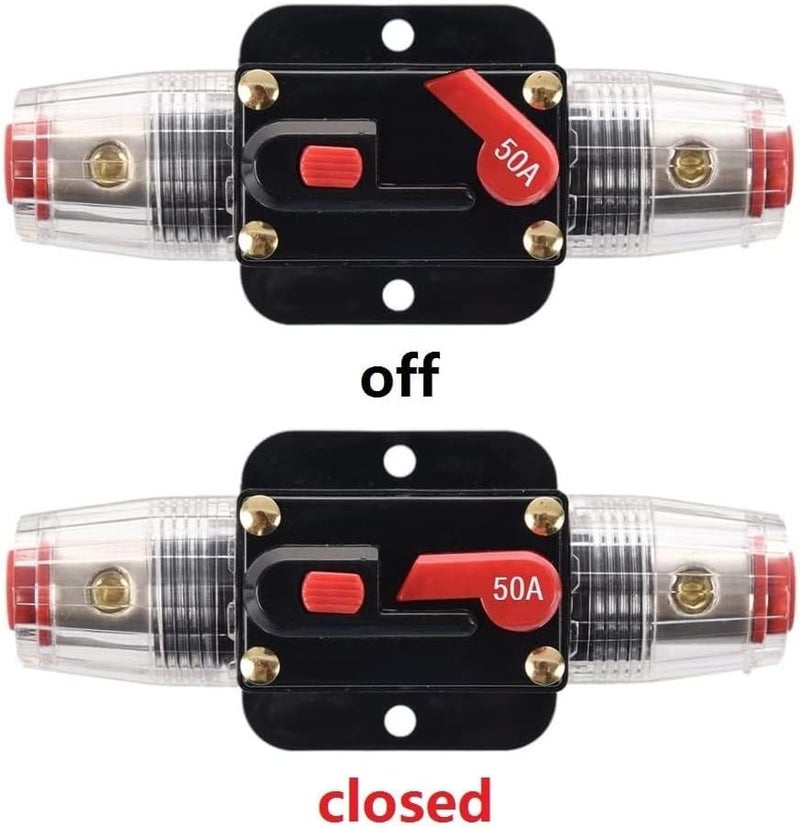 ANJOSHI Fuse Holders 50amp 20-300A Inline Circuit Breaker for Car Audio and Amps Overload Protection Reset Fuse Inverter 12V-24V DC Replace Fuses - Image 5